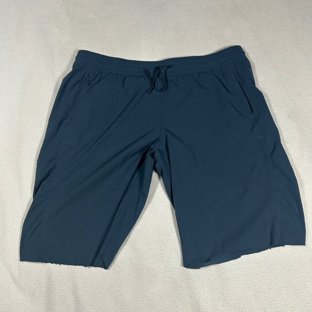 Kuhl Performance Shorts Mens XL Blue Raw Hem Drawstring Hiking Active